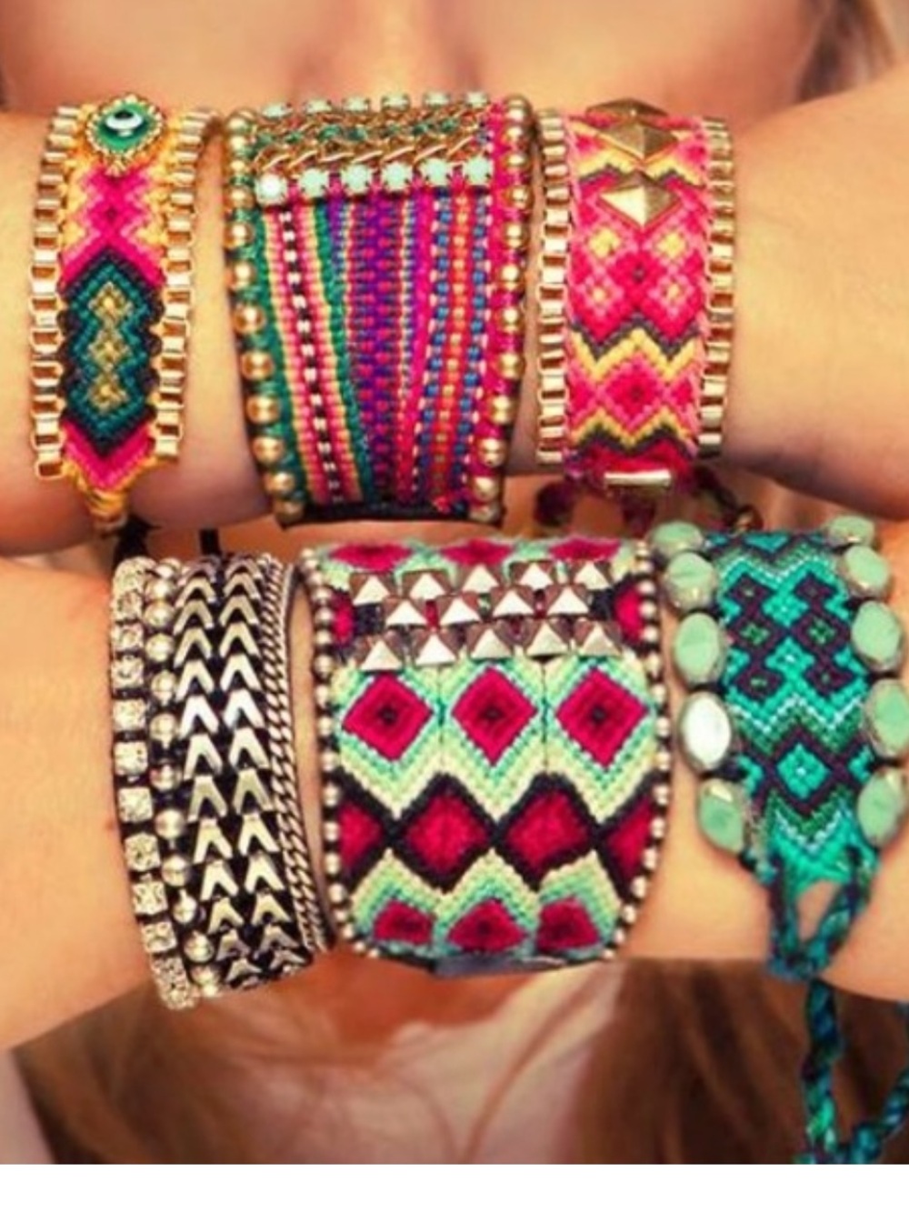 Kim & Zozi Boho Friendship Bracelet Bundle Rhinestone Chain Stack Set